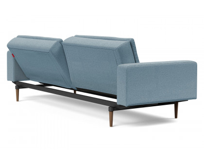 Innovation Living Dublexo Styletto Sofa Bed Dark Wood with Arms - 558 Soft Indigo