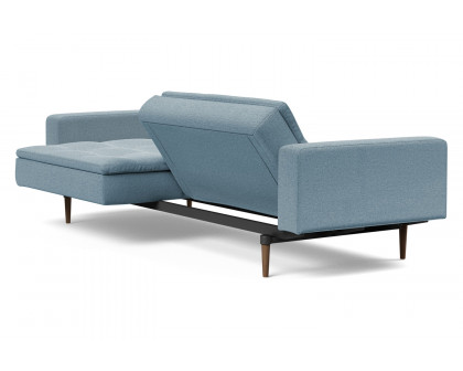 Innovation Living Dublexo Styletto Sofa Bed Dark Wood with Arms - 558 Soft Indigo