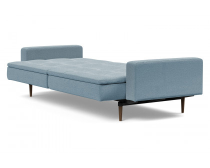 Innovation Living Dublexo Styletto Sofa Bed Dark Wood with Arms - 558 Soft Indigo