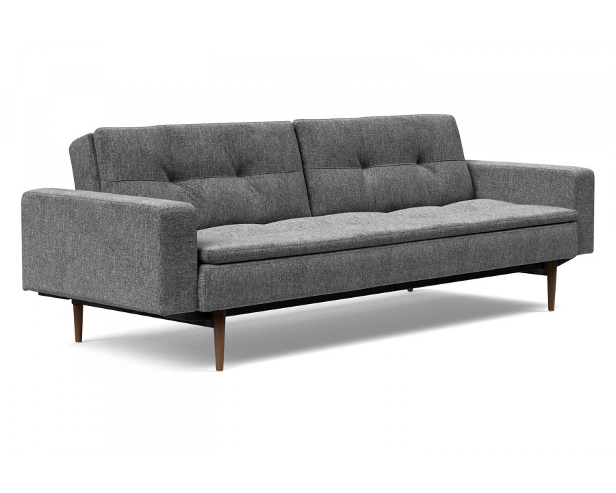 Innovation Living Dublexo Styletto Sofa Bed Dark Wood with Arms - 563 Twist Charcoal