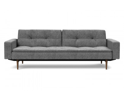 Innovation Living Dublexo Styletto Sofa Bed Dark Wood with Arms - 563 Twist Charcoal