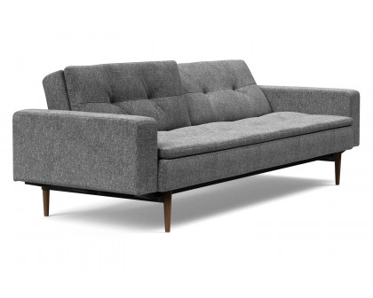 Innovation Living Dublexo Styletto Sofa Bed Dark Wood with Arms - 563 Twist Charcoal