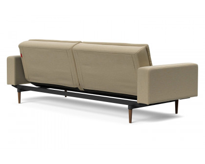 Innovation Living Dublexo Styletto Sofa Bed Dark Wood with Arms - 571 Vivus Dusty Sand