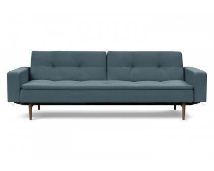 Innovation Living Dublexo Styletto Sofa Bed Dark Wood with Arms - 573 Vivus Dusty Blue