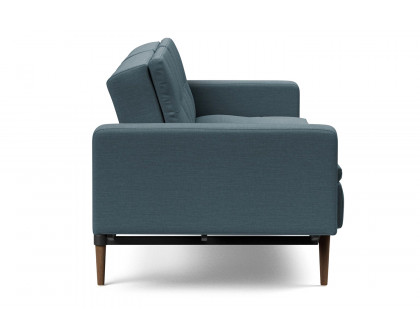 Innovation Living Dublexo Styletto Sofa Bed Dark Wood with Arms - 573 Vivus Dusty Blue