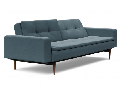 Innovation Living Dublexo Styletto Sofa Bed Dark Wood with Arms - 573 Vivus Dusty Blue