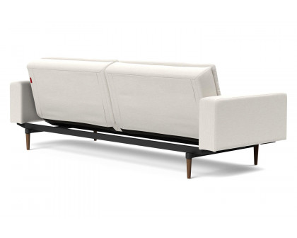 Innovation Living Dublexo Styletto Sofa Bed Dark Wood with Arms - 574 Vivus Dusty Off White