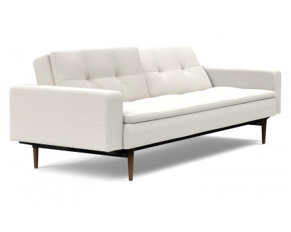 Innovation Living Dublexo Styletto Sofa Bed Dark Wood with Arms - 574 Vivus Dusty Off White