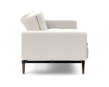 Innovation Living Dublexo Styletto Sofa Bed Dark Wood with Arms - 574 Vivus Dusty Off White