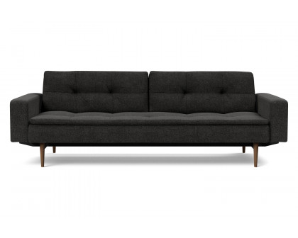 Innovation Living Dublexo Styletto Sofa Bed Dark Wood with Arms - 577 Kenya Dark Gray