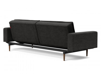 Innovation Living Dublexo Styletto Sofa Bed Dark Wood with Arms - 577 Kenya Dark Gray