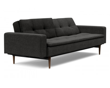 Innovation Living Dublexo Styletto Sofa Bed Dark Wood with Arms - 577 Kenya Dark Gray