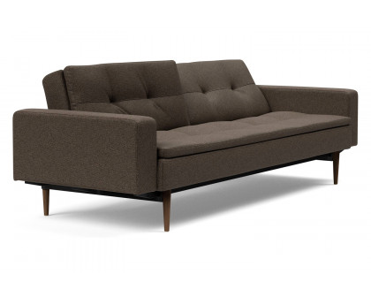 Innovation Living Dublexo Styletto Sofa Bed Dark Wood with Arms - 578 Kenya Taupe