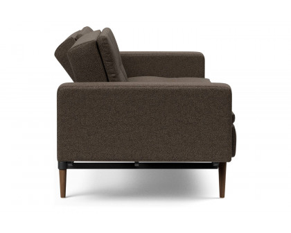 Innovation Living Dublexo Styletto Sofa Bed Dark Wood with Arms - 578 Kenya Taupe