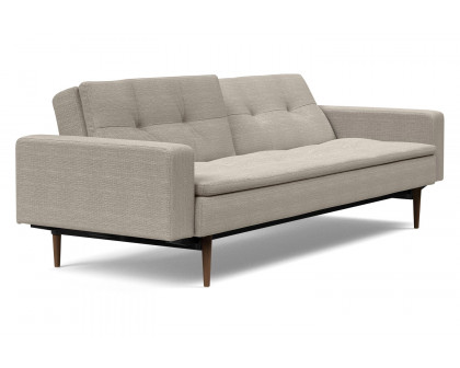 Innovation Living Dublexo Styletto Sofa Bed Dark Wood with Arms - 579 Kenya Gravel