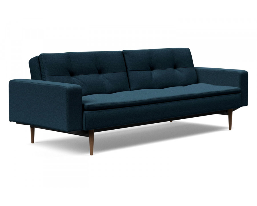 Innovation Living Dublexo Styletto Sofa Bed Dark Wood with Arms - 580 Argus Navy Blue