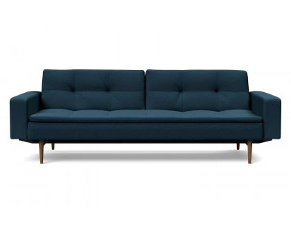 Innovation Living Dublexo Styletto Sofa Bed Dark Wood with Arms - 580 Argus Navy Blue