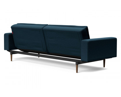 Innovation Living Dublexo Styletto Sofa Bed Dark Wood with Arms - 580 Argus Navy Blue