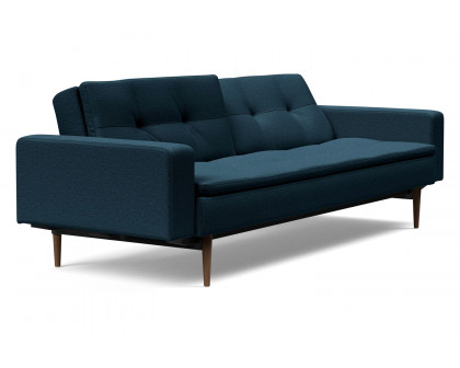 Innovation Living Dublexo Styletto Sofa Bed Dark Wood with Arms - 580 Argus Navy Blue