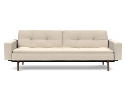 Innovation Living Dublexo Styletto Sofa Bed Dark Wood with Arms - 586 Phobos Latte