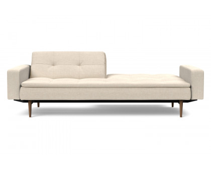 Innovation Living Dublexo Styletto Sofa Bed Dark Wood with Arms - 586 Phobos Latte