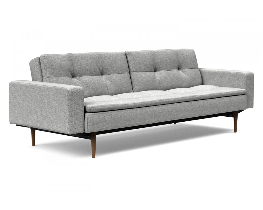 Innovation Living Dublexo Styletto Sofa Bed Dark Wood with Arms - 590 Micro Check Gray