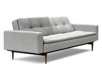 Innovation Living Dublexo Styletto Sofa Bed Dark Wood with Arms - 590 Micro Check Gray