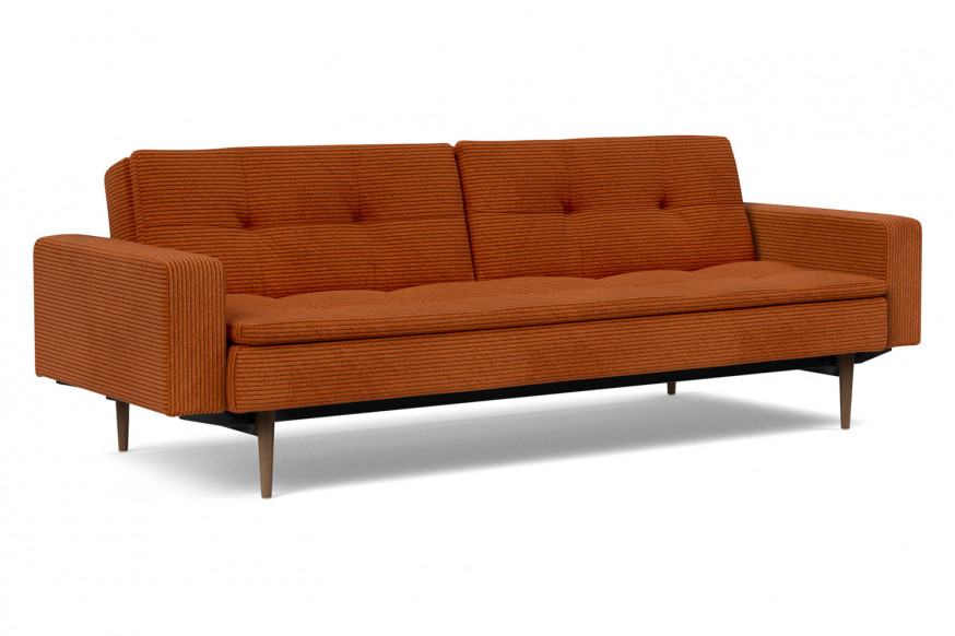 Innovation Living™ Dublexo Styletto Sofa Bed Dark Wood with Arms - 595 Corduroy Burnt Orange