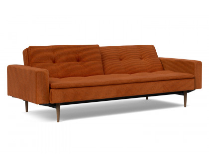 Innovation Living™ Dublexo Styletto Sofa Bed Dark Wood with Arms - 595 Corduroy Burnt Orange