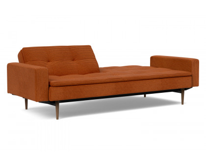 Innovation Living™ Dublexo Styletto Sofa Bed Dark Wood with Arms - 595 Corduroy Burnt Orange