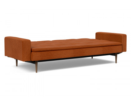 Innovation Living™ Dublexo Styletto Sofa Bed Dark Wood with Arms - 595 Corduroy Burnt Orange