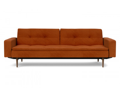 Innovation Living™ Dublexo Styletto Sofa Bed Dark Wood with Arms - 595 Corduroy Burnt Orange