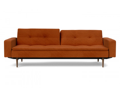 Innovation Living™ Dublexo Styletto Sofa Bed Dark Wood with Arms - 595 Corduroy Burnt Orange