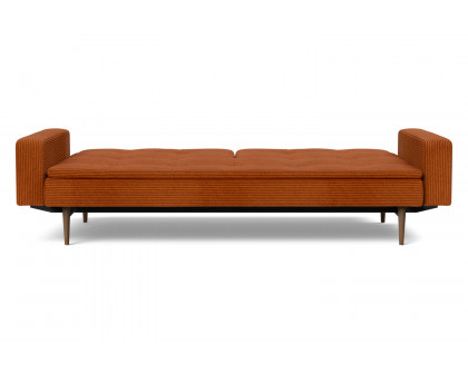 Innovation Living™ Dublexo Styletto Sofa Bed Dark Wood with Arms - 595 Corduroy Burnt Orange