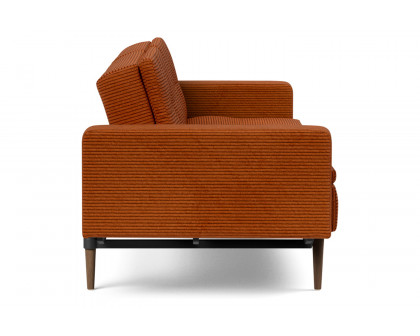 Innovation Living™ Dublexo Styletto Sofa Bed Dark Wood with Arms - 595 Corduroy Burnt Orange