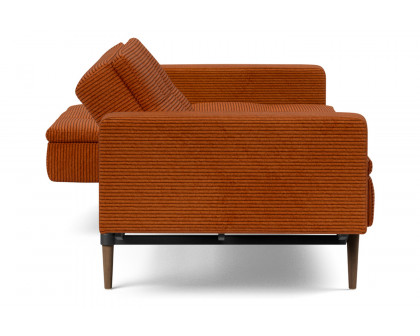 Innovation Living™ Dublexo Styletto Sofa Bed Dark Wood with Arms - 595 Corduroy Burnt Orange