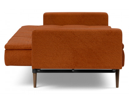 Innovation Living™ Dublexo Styletto Sofa Bed Dark Wood with Arms - 595 Corduroy Burnt Orange