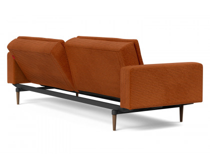 Innovation Living™ Dublexo Styletto Sofa Bed Dark Wood with Arms - 595 Corduroy Burnt Orange