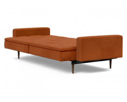 Innovation Living™ Dublexo Styletto Sofa Bed Dark Wood with Arms - 595 Corduroy Burnt Orange