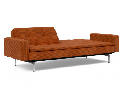 Innovation Living Dublexo Stainless Steel Sofa Bed with Arms - 595 Corduroy Burnt Orange