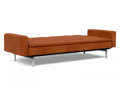 Innovation Living Dublexo Stainless Steel Sofa Bed with Arms - 595 Corduroy Burnt Orange