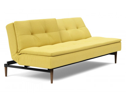 Innovation Living Dublexo Styletto Sofa Bed Dark Wood - 554 Soft Mustard Flower