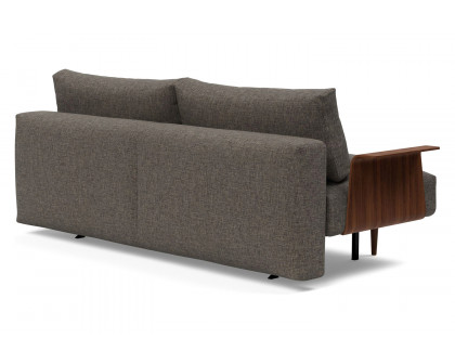 Innovation Living Frode Dark Styletto Sofa Bed Walnut Arms - 216 Flashtex Dark Gray