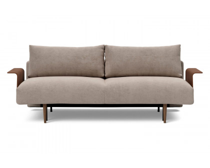 Innovation Living Frode Dark Styletto Sofa Bed Walnut Arms - 318 Cordufine Beige