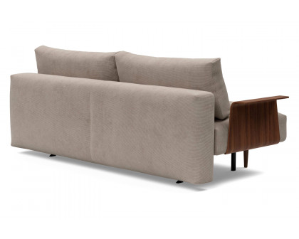 Innovation Living Frode Dark Styletto Sofa Bed Walnut Arms - 318 Cordufine Beige