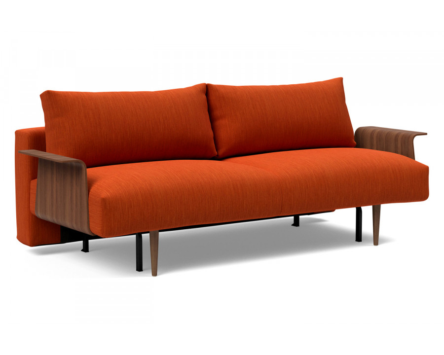 Innovation Living Frode Dark Styletto Sofa Bed Walnut Arms - 506 Elegance Paprika