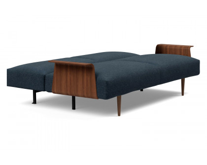 Innovation Living Frode Dark Styletto Sofa Bed Walnut Arms - 515 Nist Blue