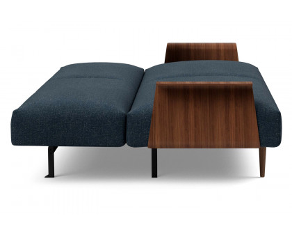 Innovation Living Frode Dark Styletto Sofa Bed Walnut Arms - 515 Nist Blue