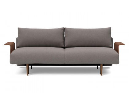 Innovation Living Frode Dark Styletto Sofa Bed Walnut Arms - 521 Mixed Dance Gray