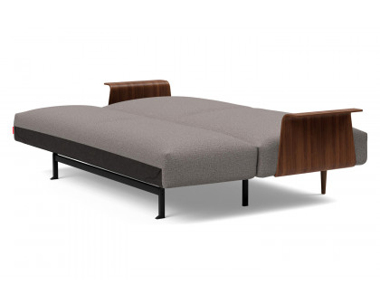 Innovation Living Frode Dark Styletto Sofa Bed Walnut Arms - 521 Mixed Dance Gray